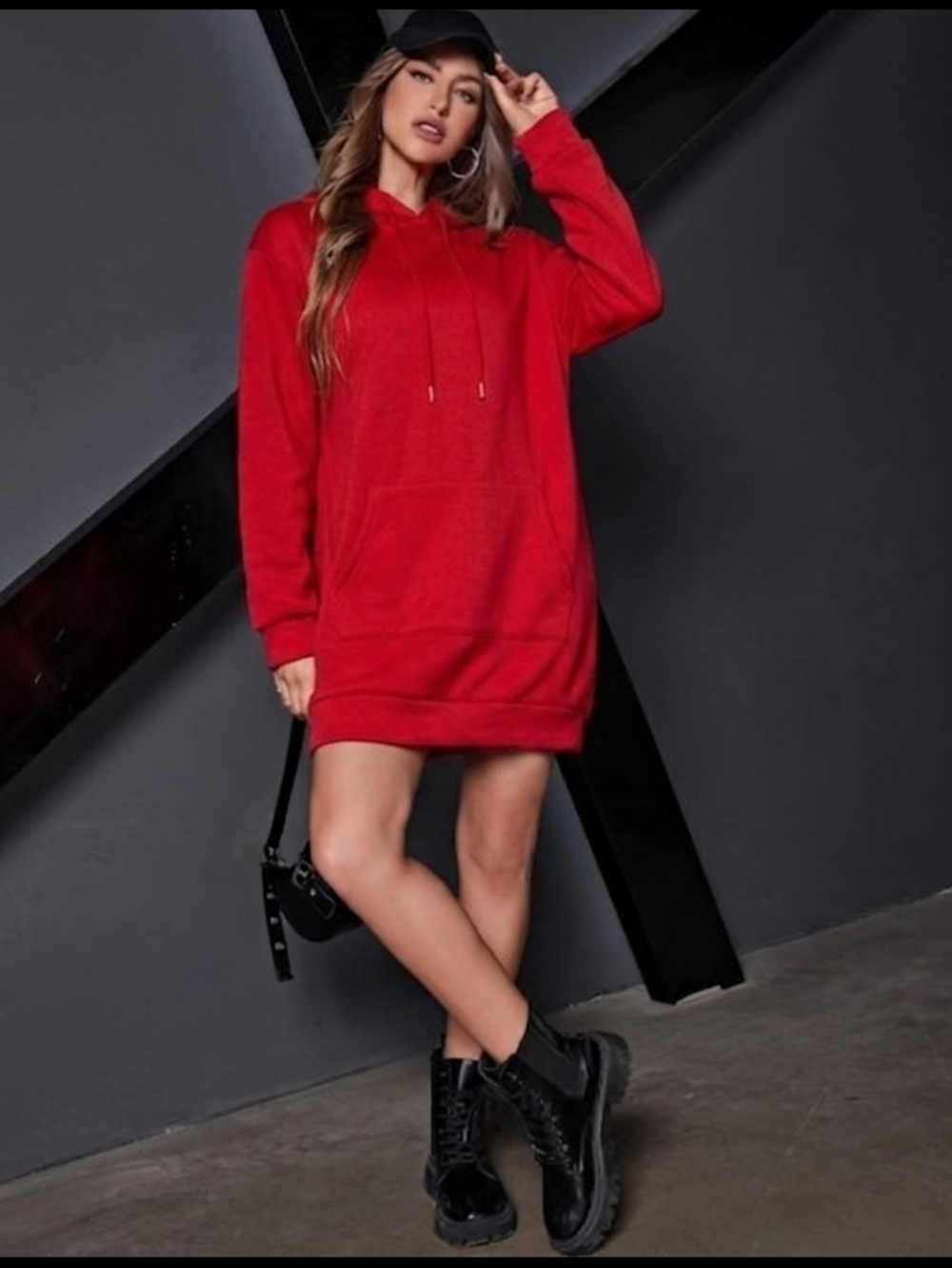 Cozy Maroon Hoodie Dress – Size XXL – Soft Sweatshirt Material